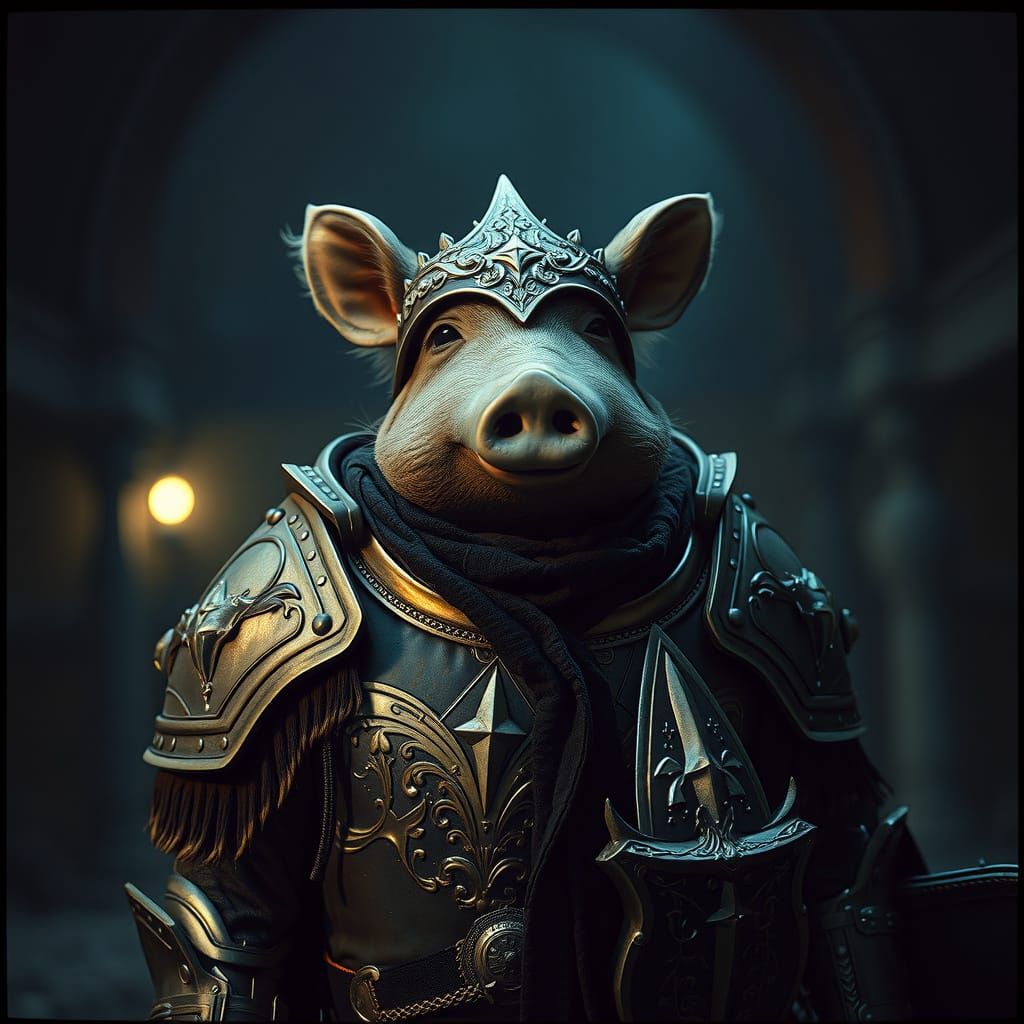 Hog Paladin in Dark Fantasy World