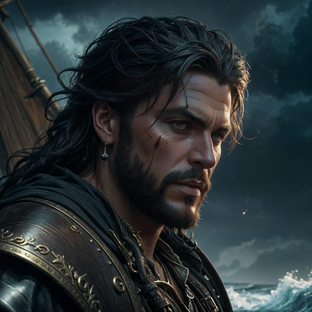 Epic Pirate Ship Voyage in Hyperdetailed Style