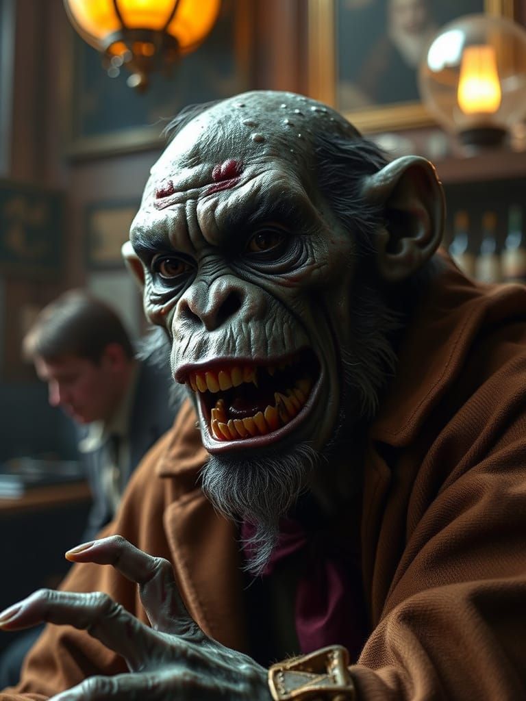 Surreal Horror Icon in Dark Academia Style