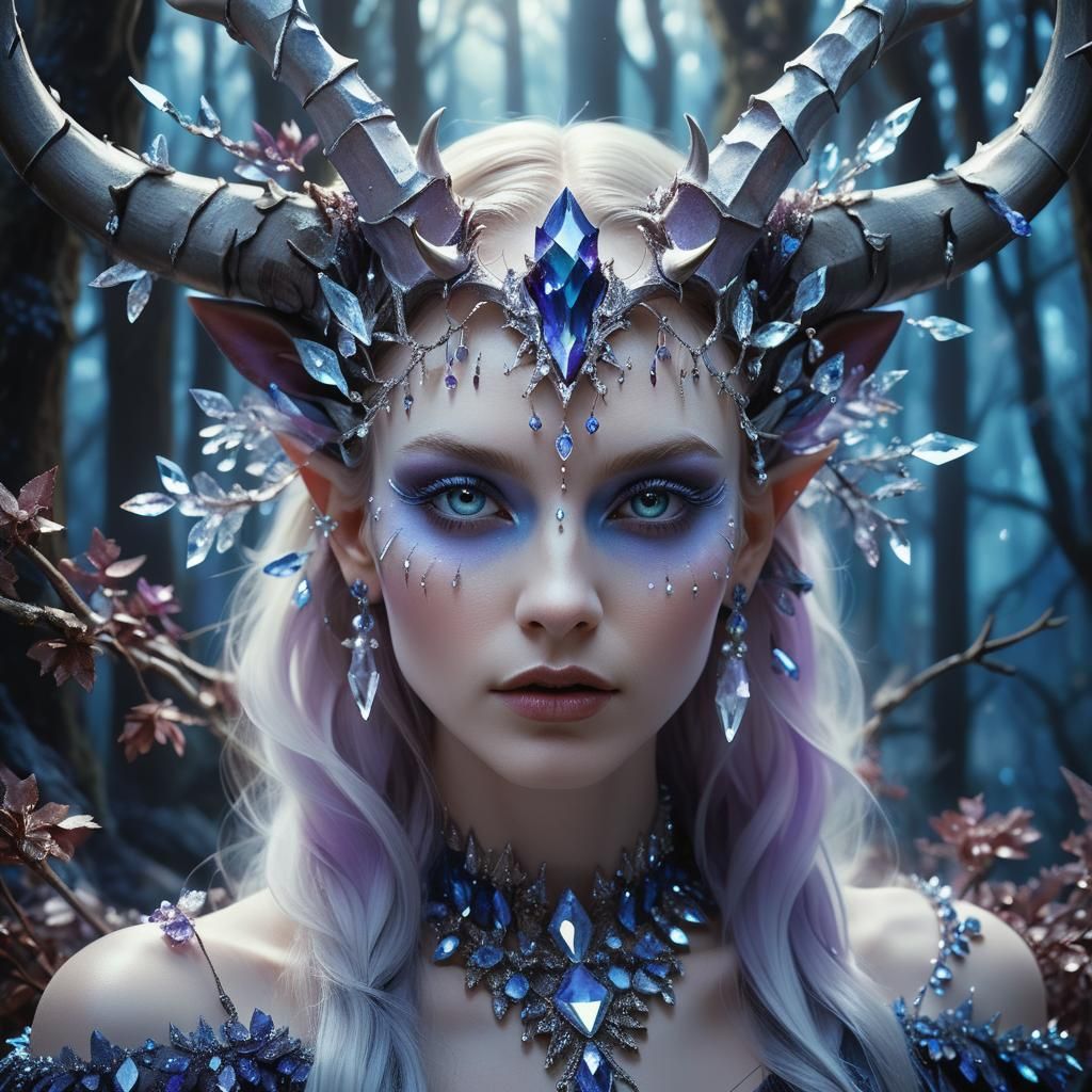 Mystical Forest Faun Portrait in Matte Painting Style