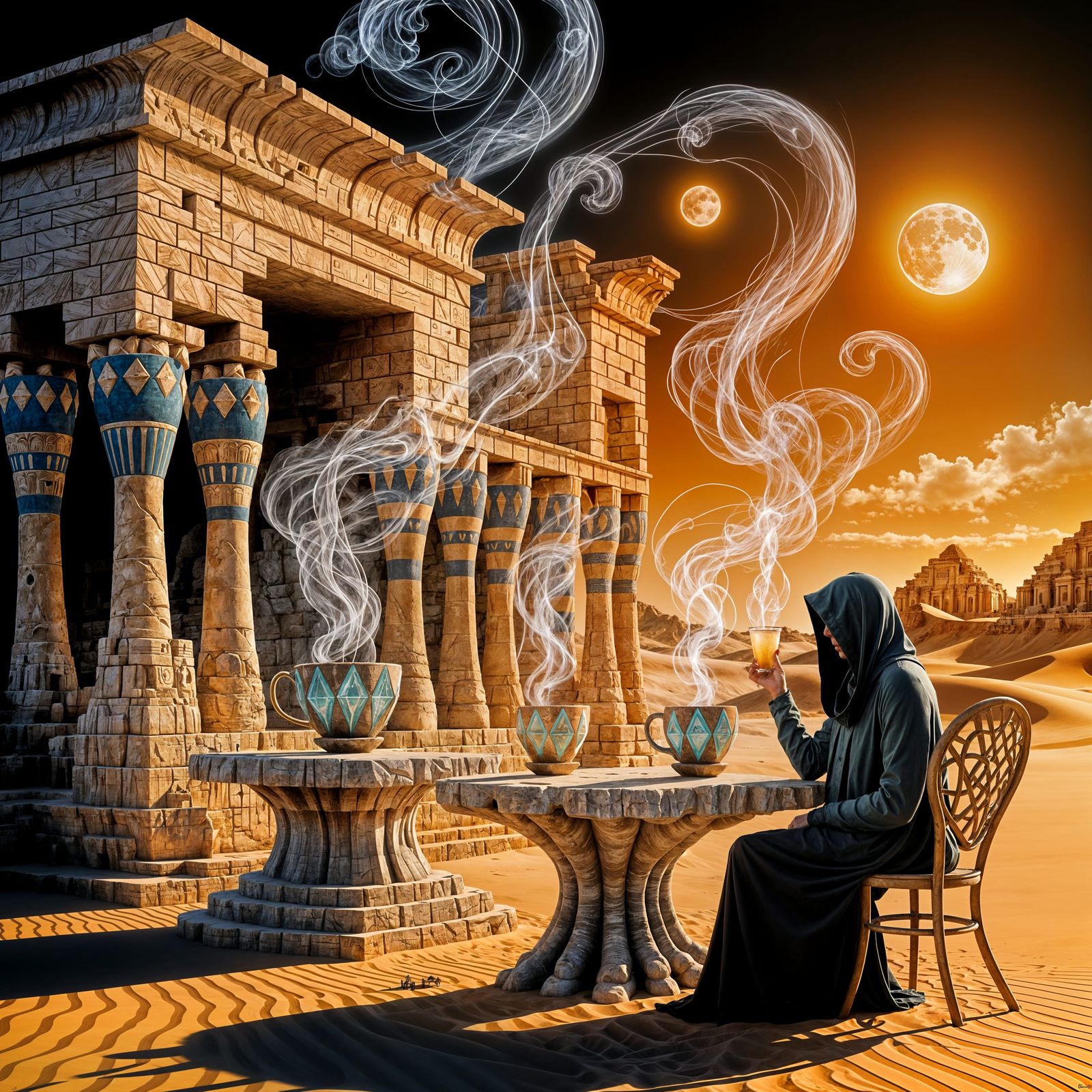 Surreal Desert Oasis Cafe with Alien Architecture