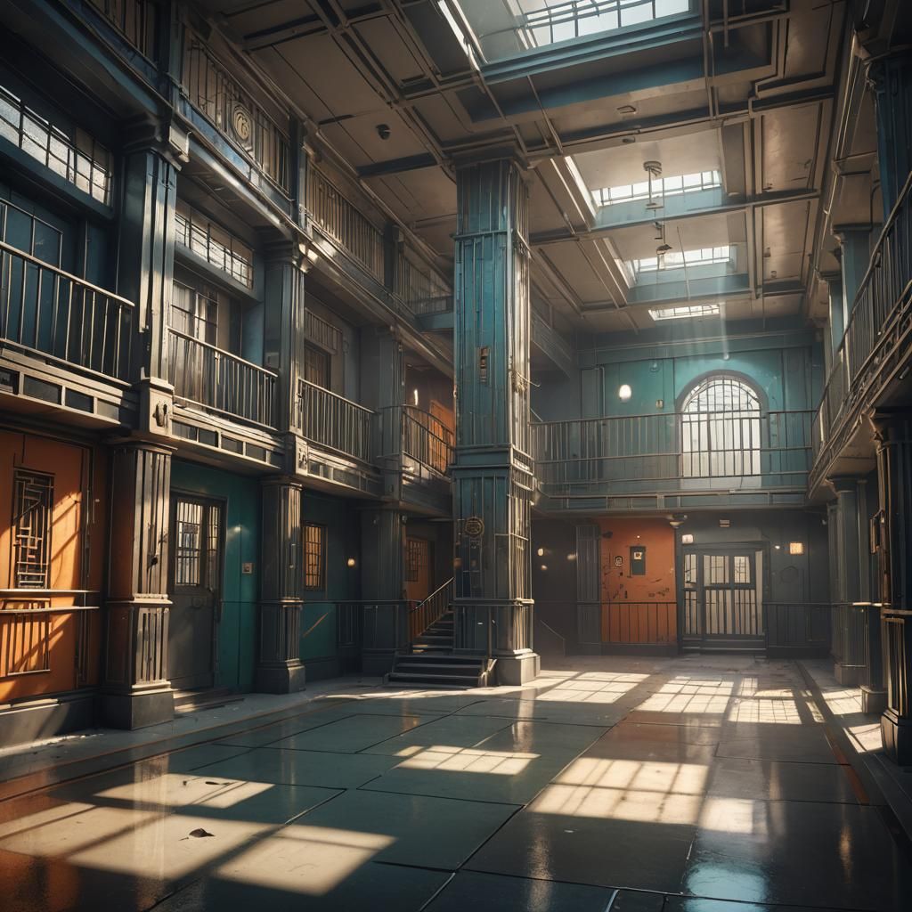 Art deco prison interior