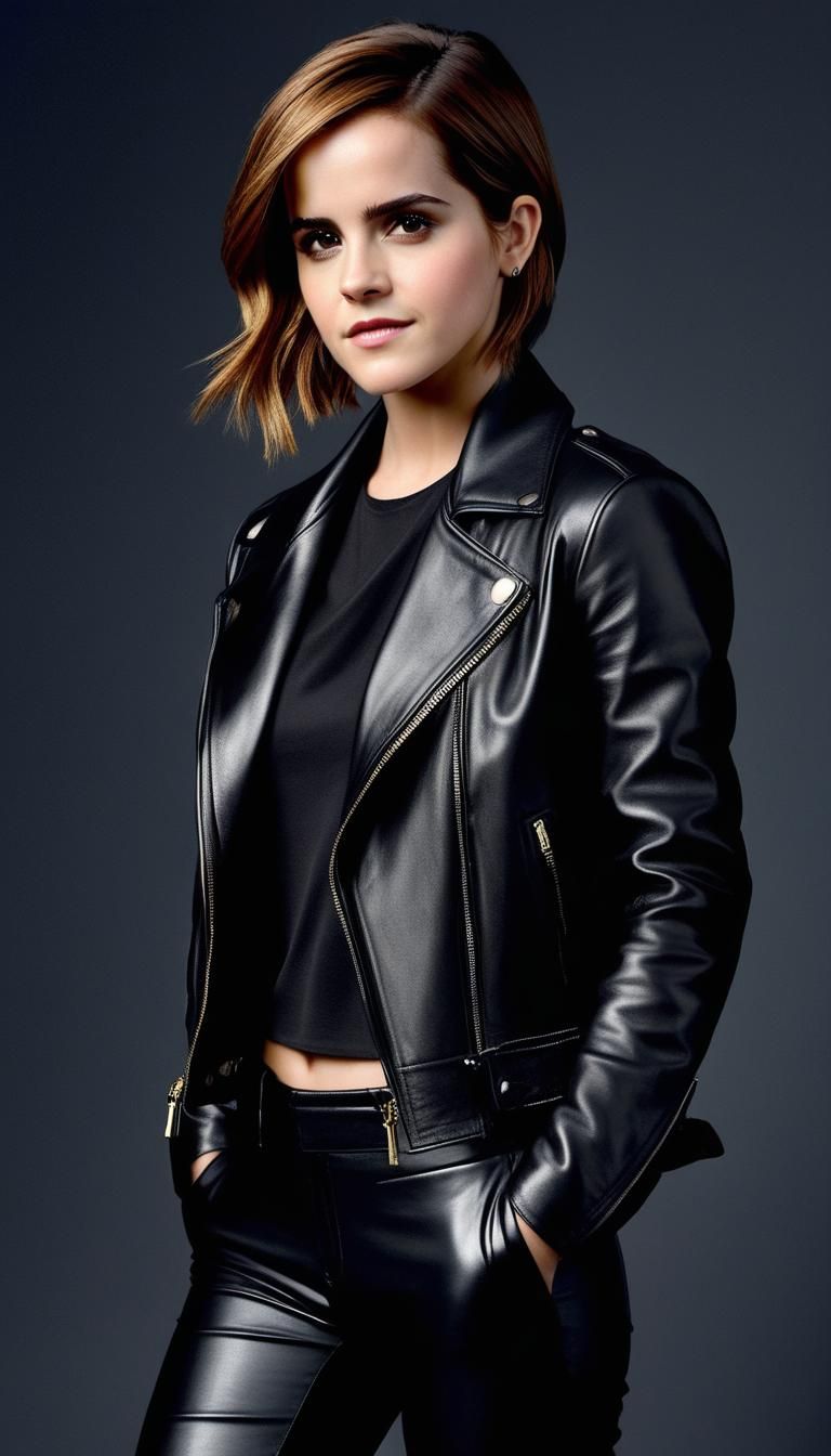 Hyperrealistic Photo of Woman in Leather Outfit