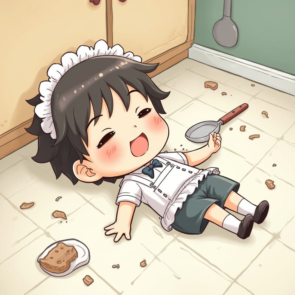 Charming Young Maid Takes a Whimsical Break