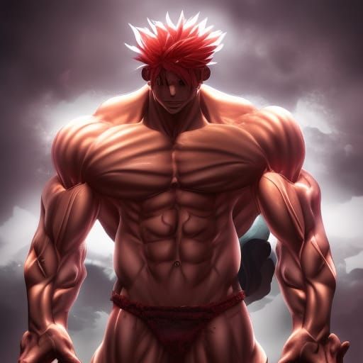 Red-Haired Muscular Yujiro Hanma Flexing