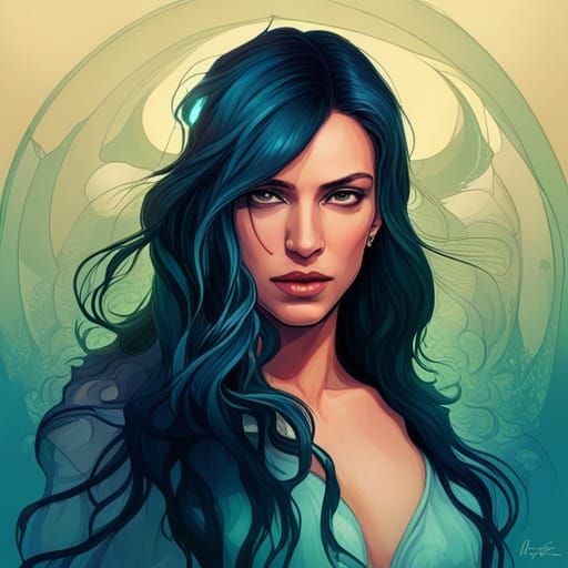 Psychedelic Priestess Portrait in Hyperdetailed Art Style