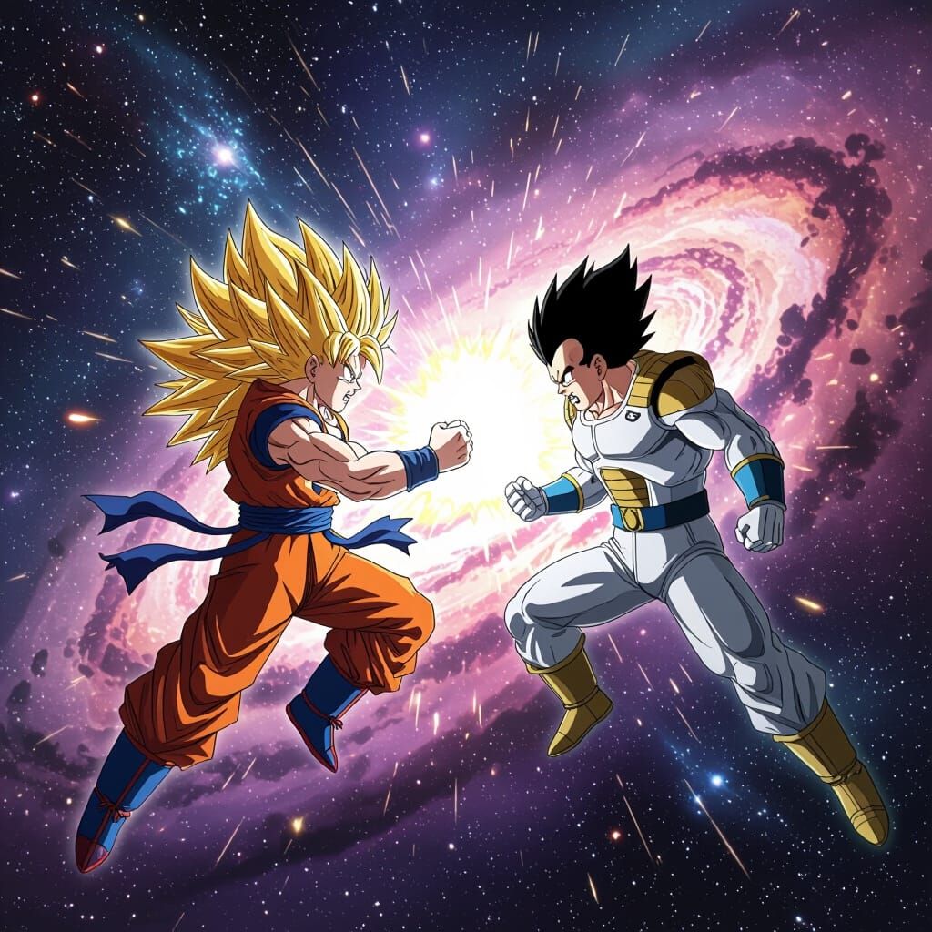 Goku vs Saitama Epic Galaxy Battle in Super Saiyan 3