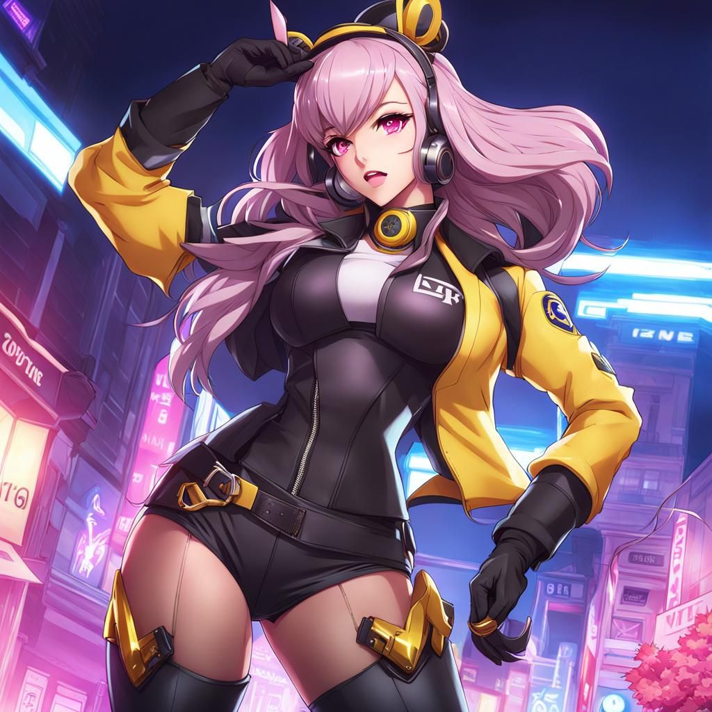 Anime Girl in Overwatch Outfit, Manga Style