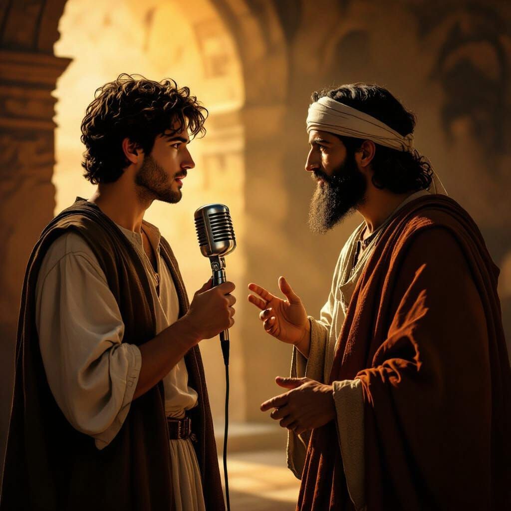 Modern Man Meets Ancient Prophet in Dramatic Chiaroscuro