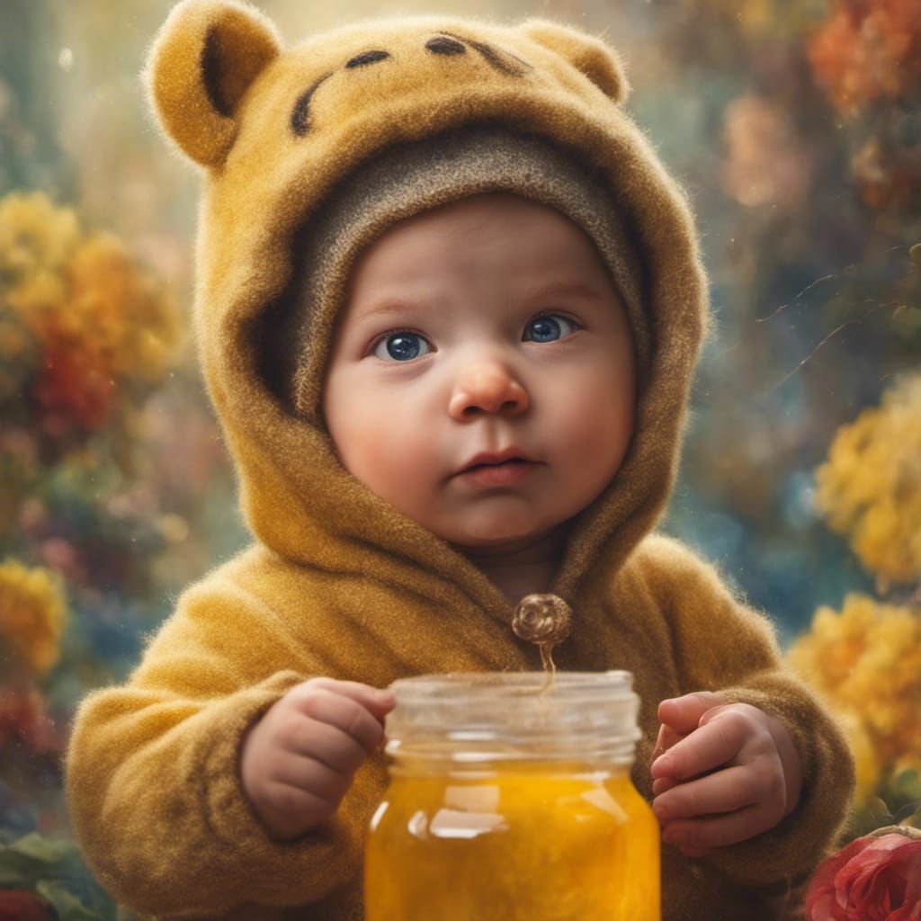 Baby as Winnie the Pooh with Honey Jar