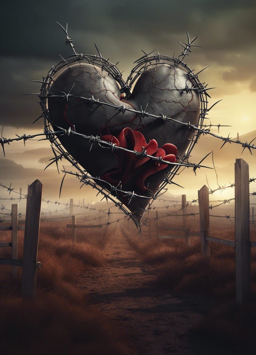 Barbed wire fixing a broken heart