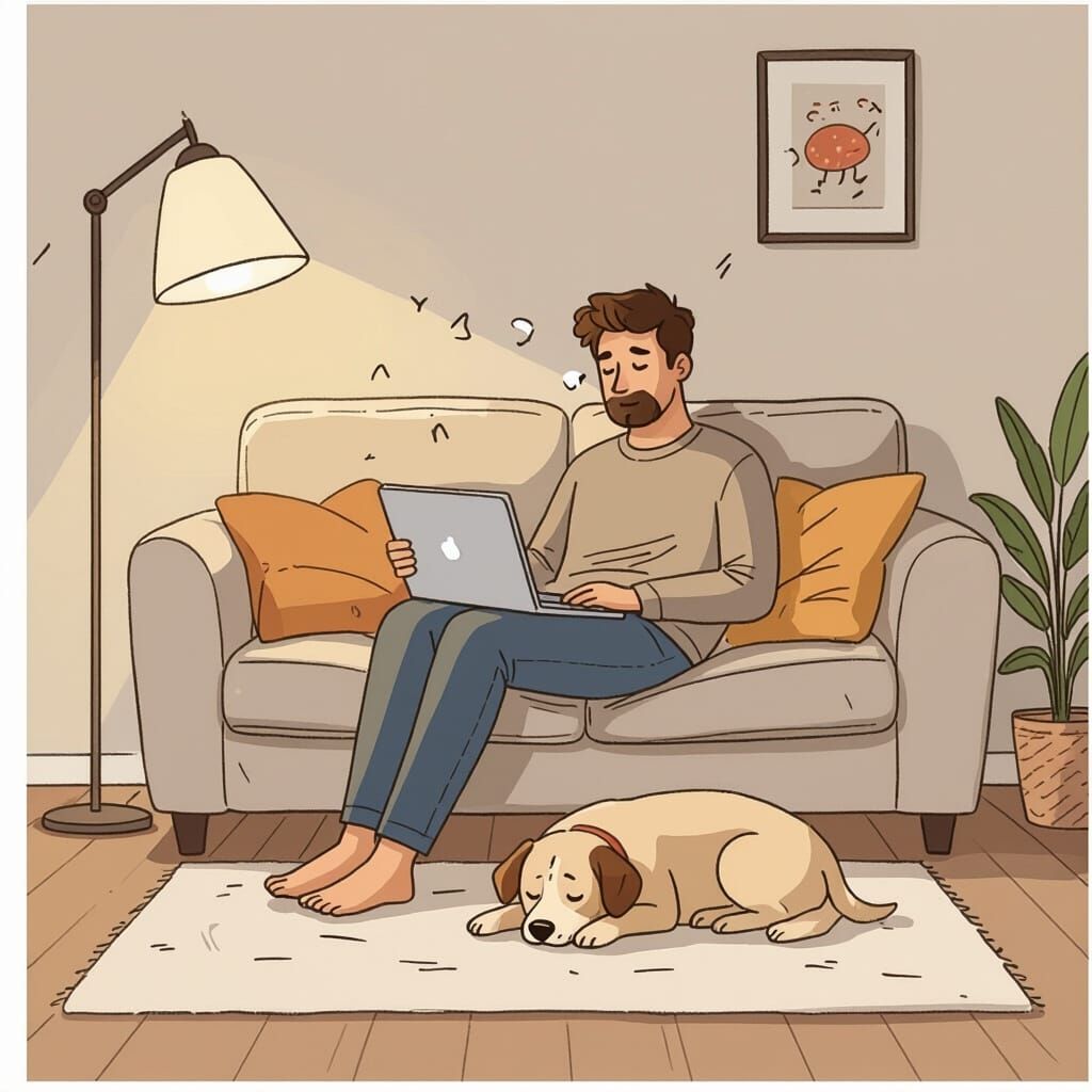 Sleeping Labrador's Dream in Comic Style