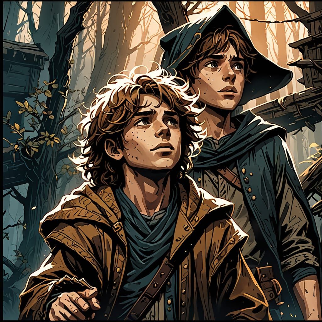 Medieval Forest Children in Warm Golden Light