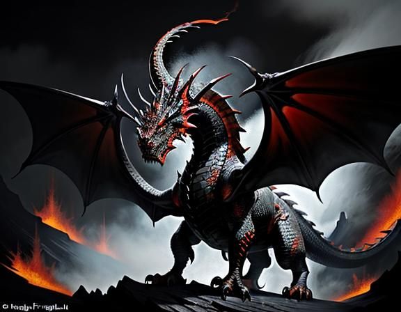 Fiery Dragon in Dynamic Fantasy Art Style