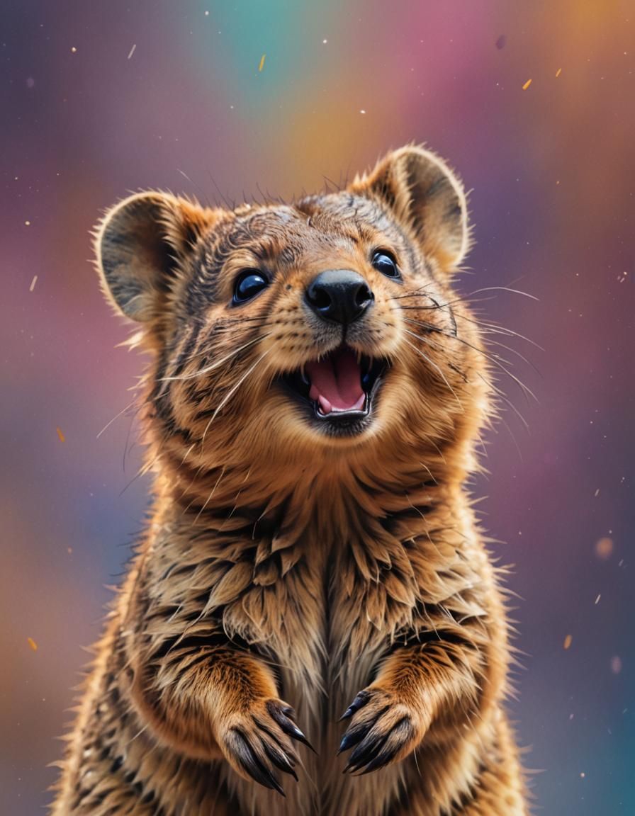 Adorable Smiling Quokka Portrait in Hyperrealistic Style