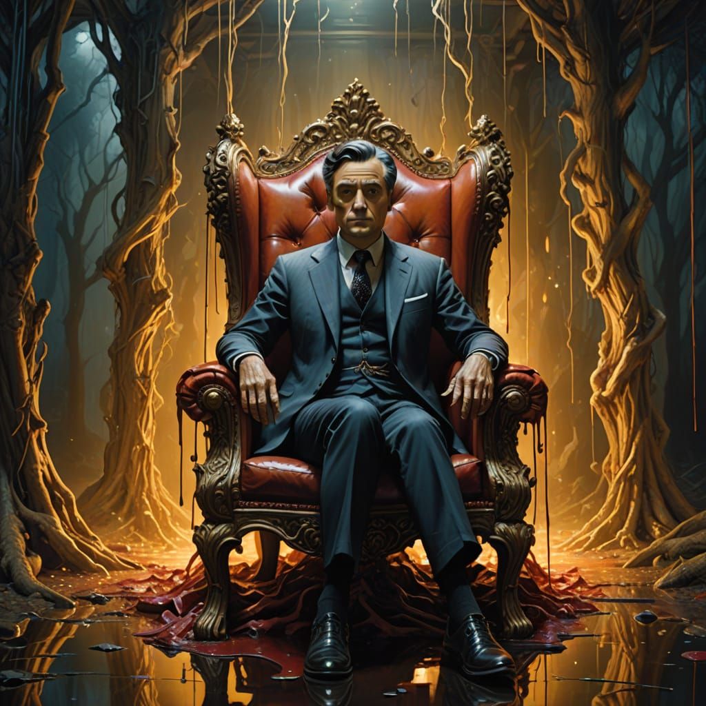 Surreal Fantasy Figure Melts into Dreamlike Landscape