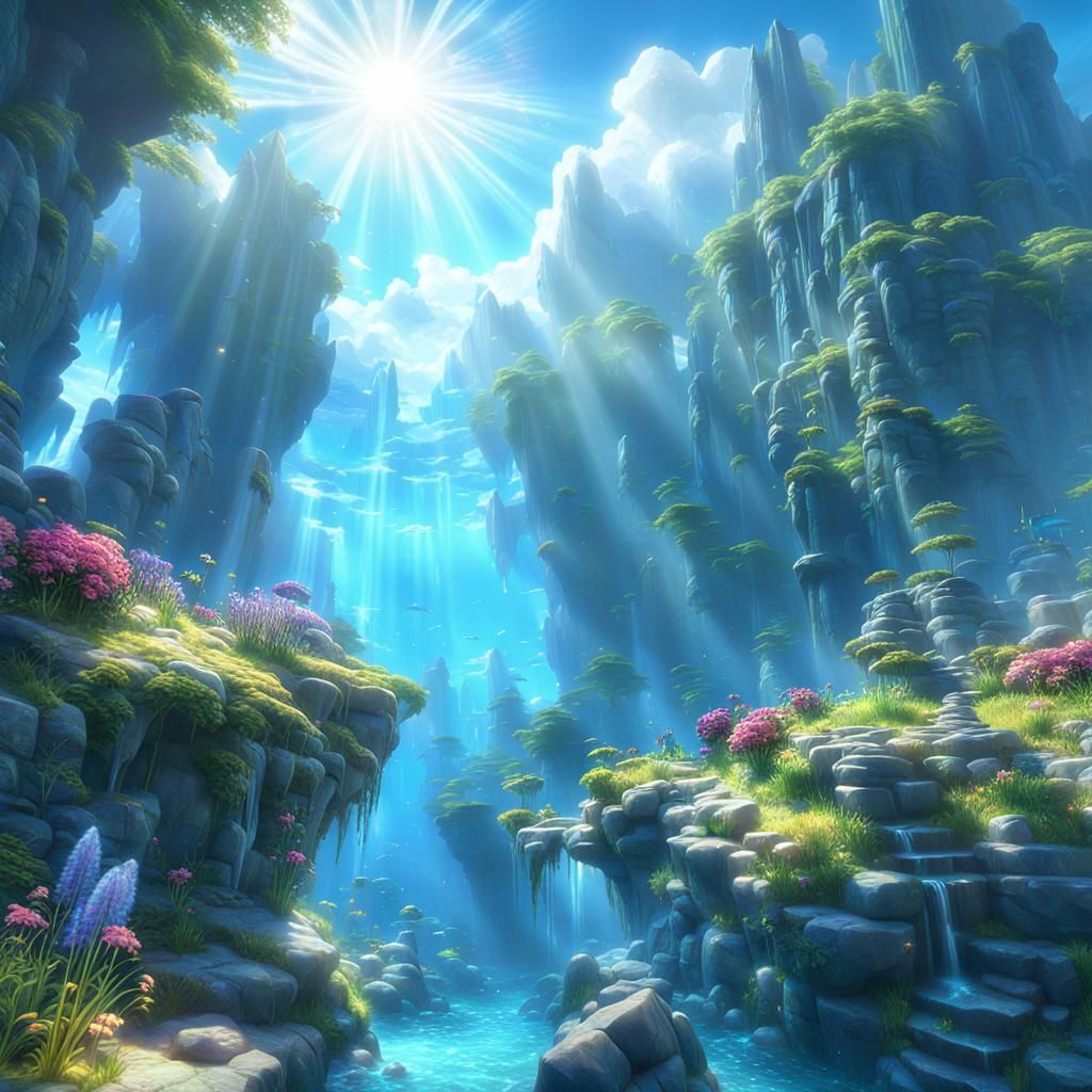 Crystals Underwater: Epic Cinematic Digital Painting