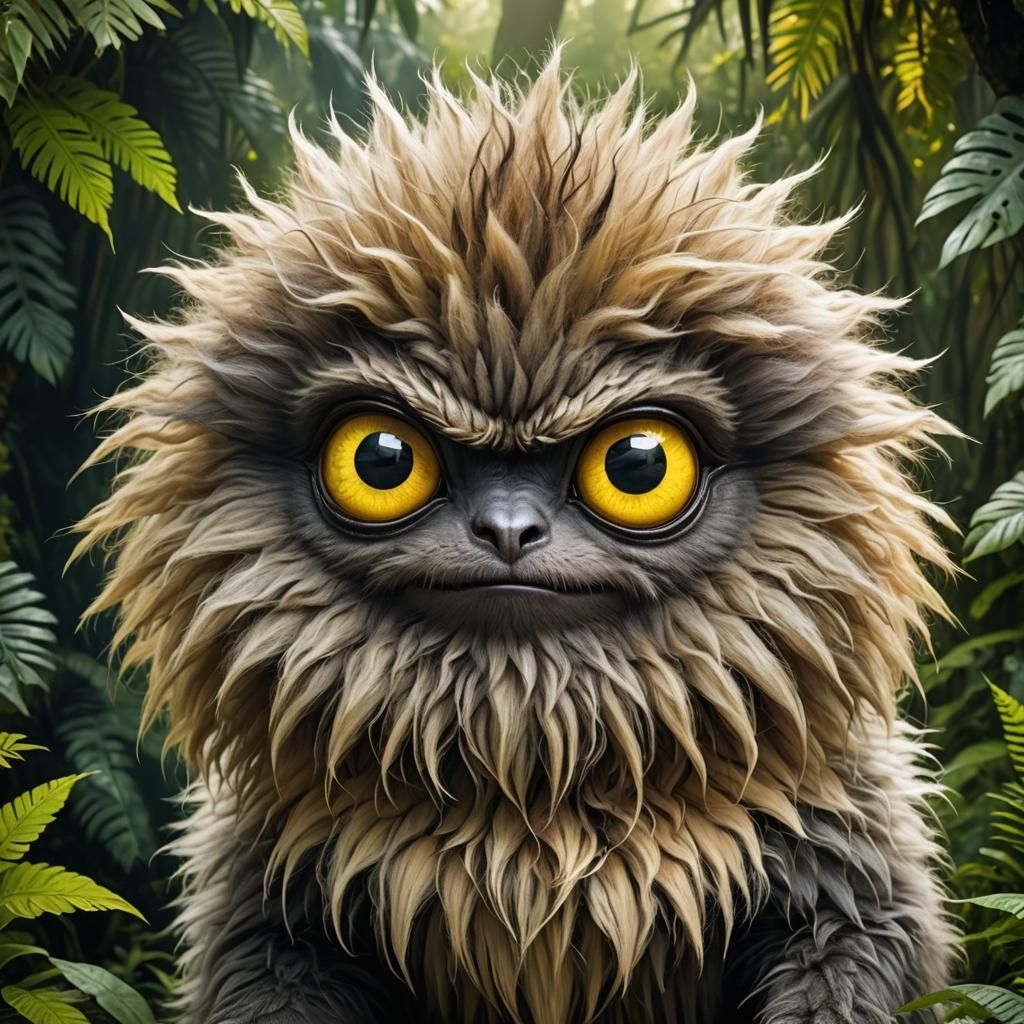 Adorable Furry Alien Creature in Jungle