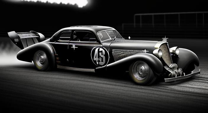 Vintage Race Cars at a Speedway in Hyperrealistic Photograph...