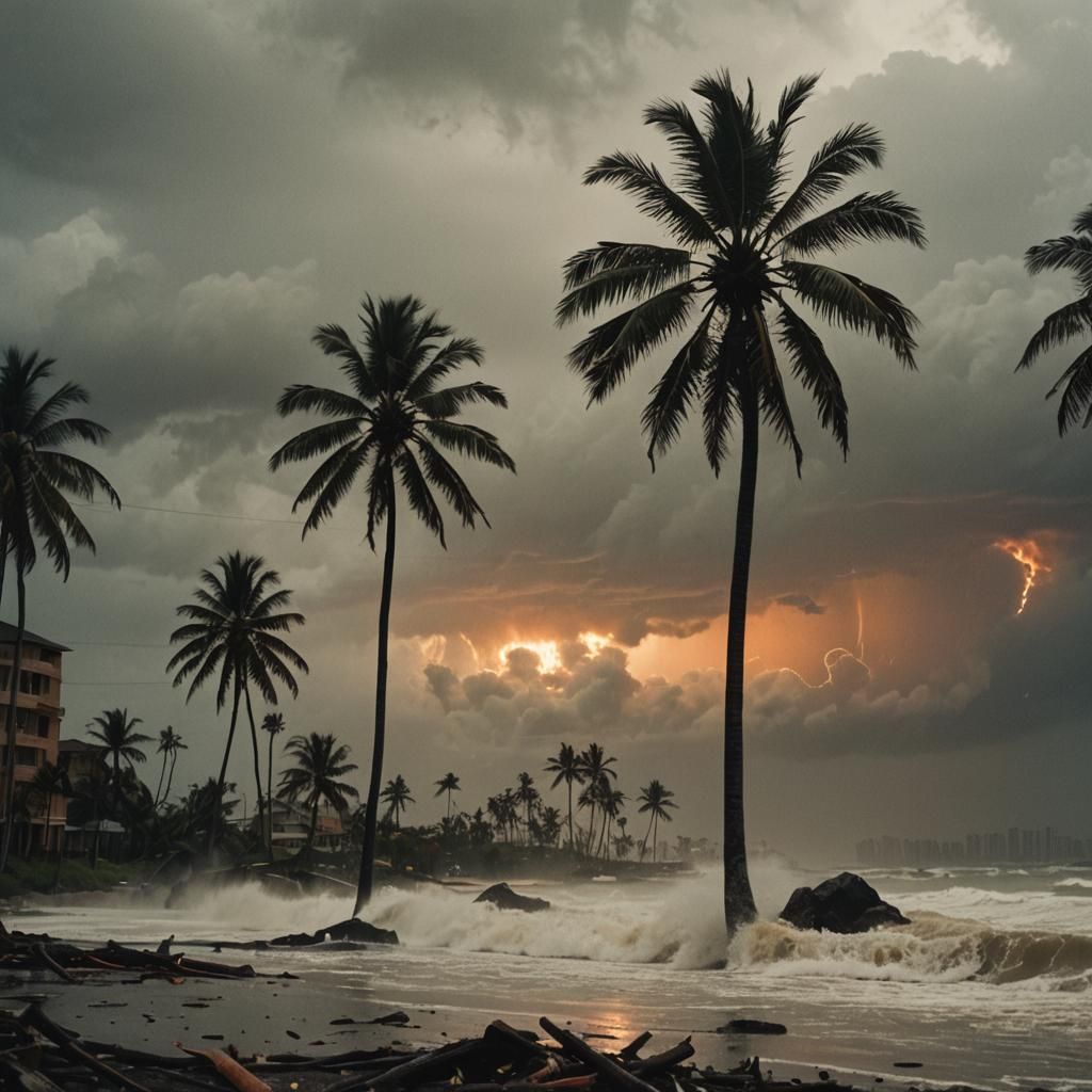 Coastal City Hurricane in Cinematic Style