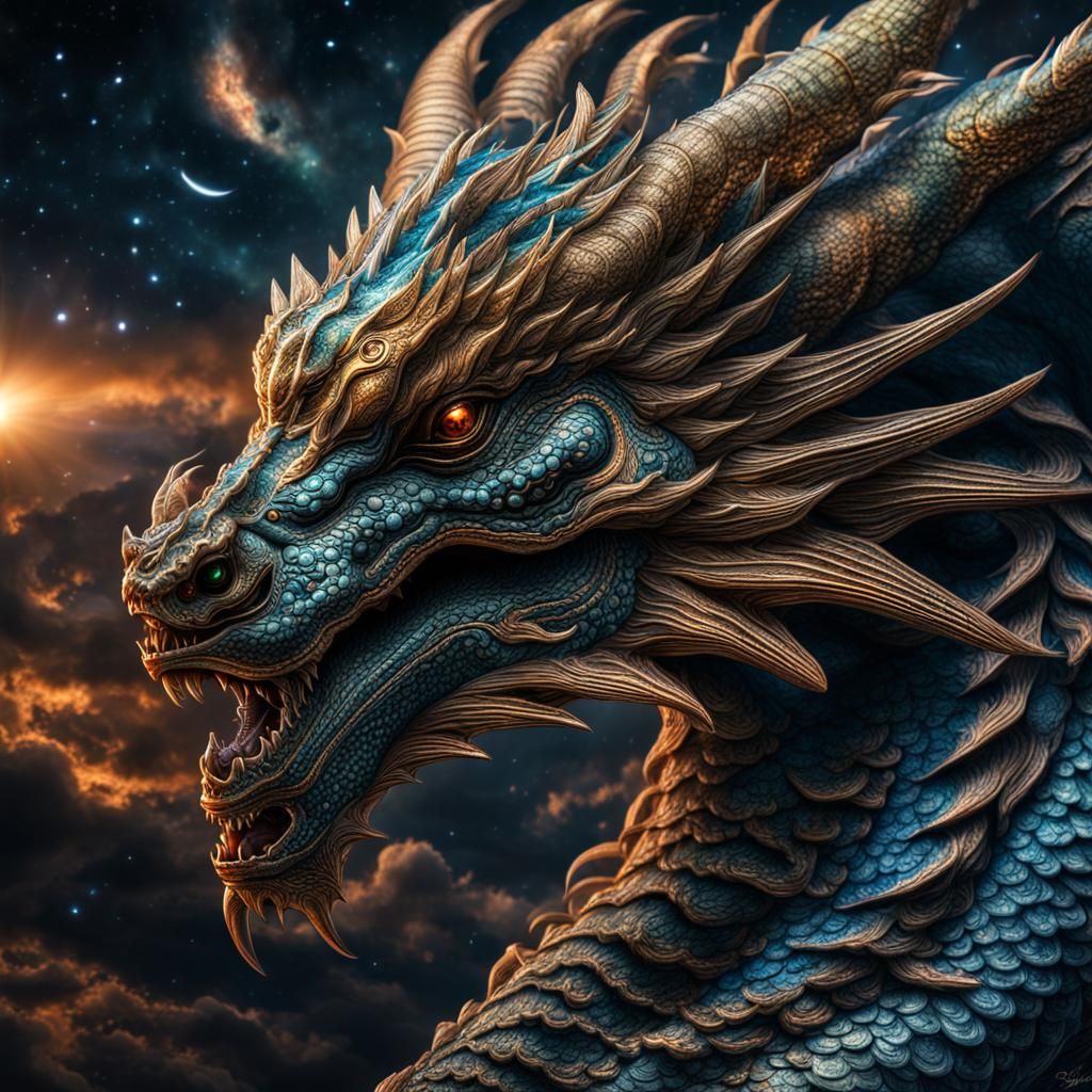 Hyperrealistic Cosmic Dragon in HDR