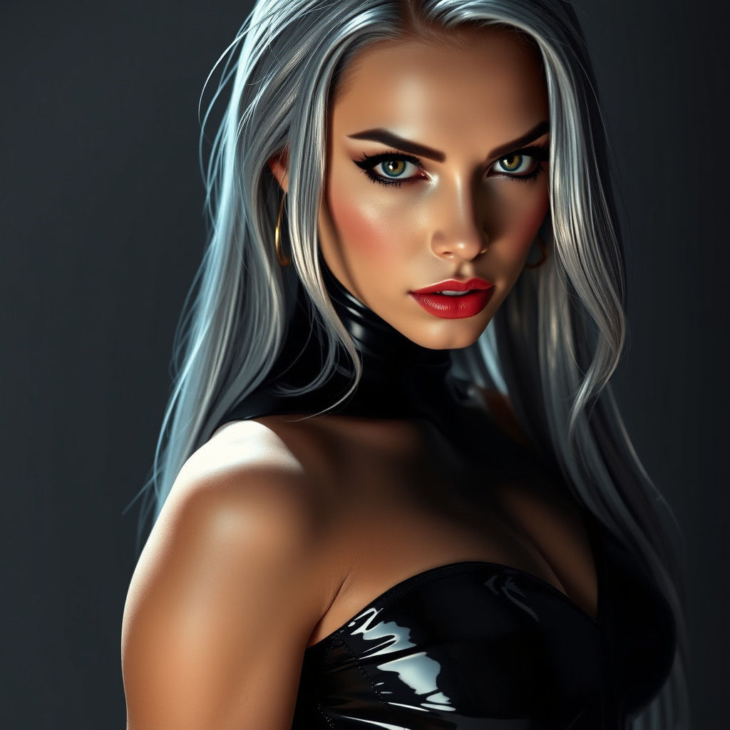 High-Fashion Dominatrix in Latex Bodysuit