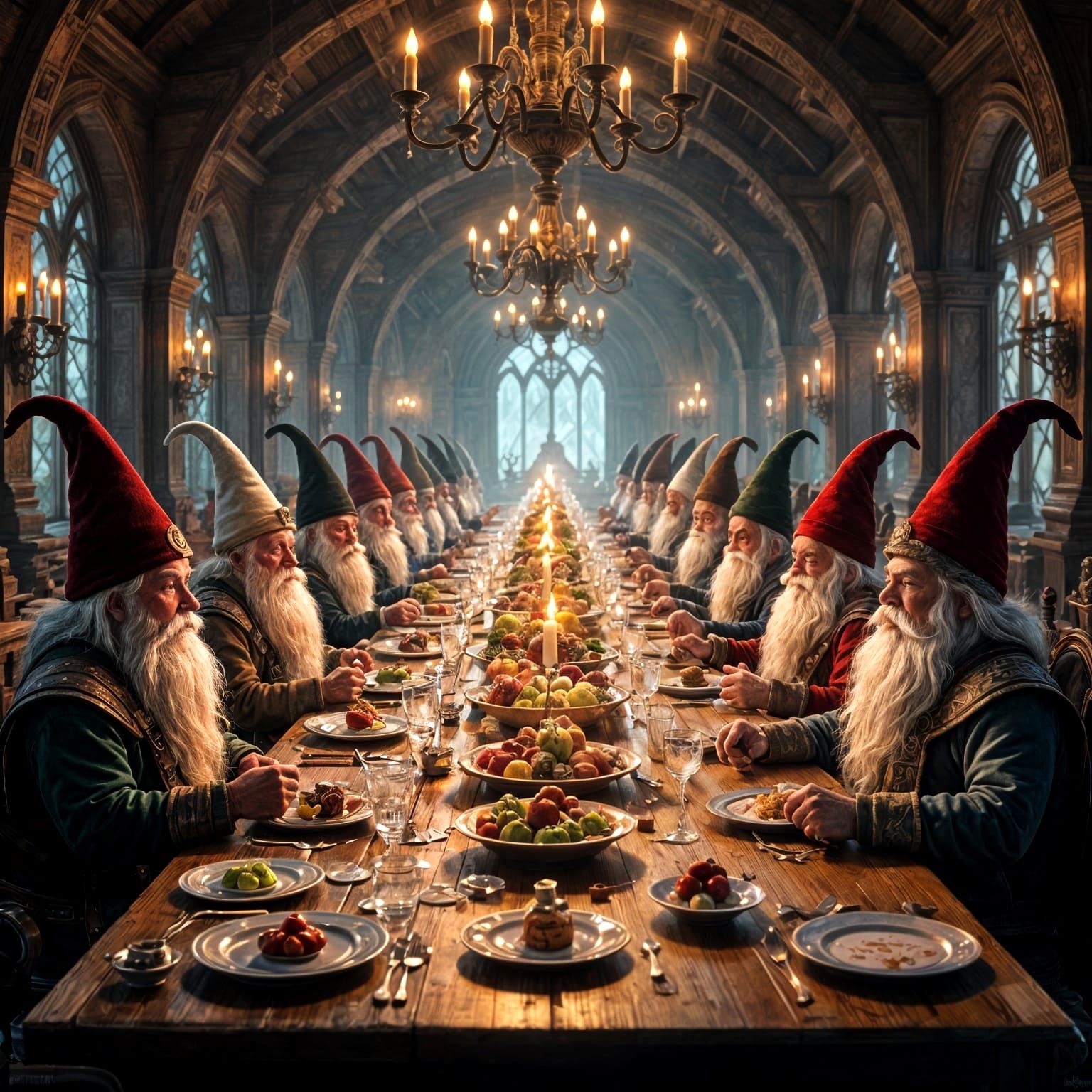 Gnomes' Last Supper Concept Art in Vibrant HDR