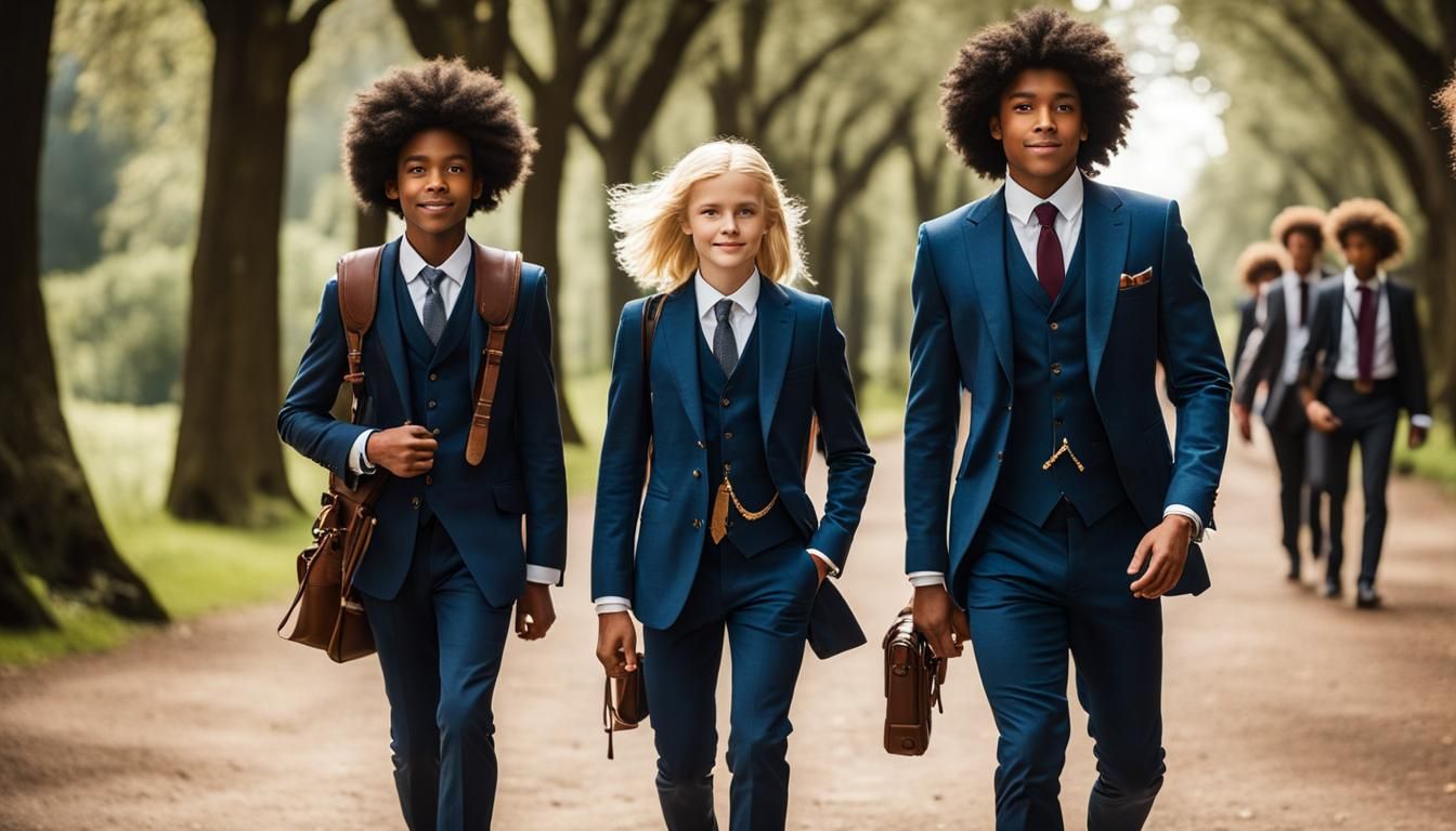 Young Adventurers with Da Vinci in Dark Fantasy Style