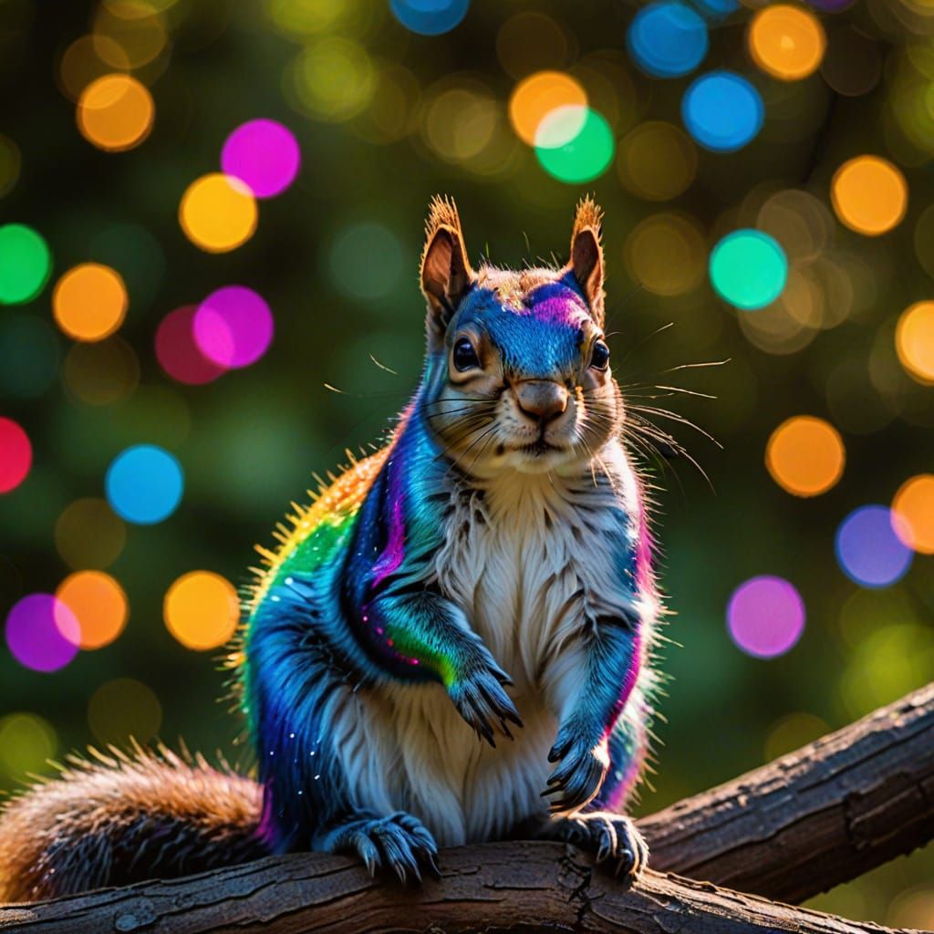Whimsical Squirrel Portrait in Dreamy Watercolor Style