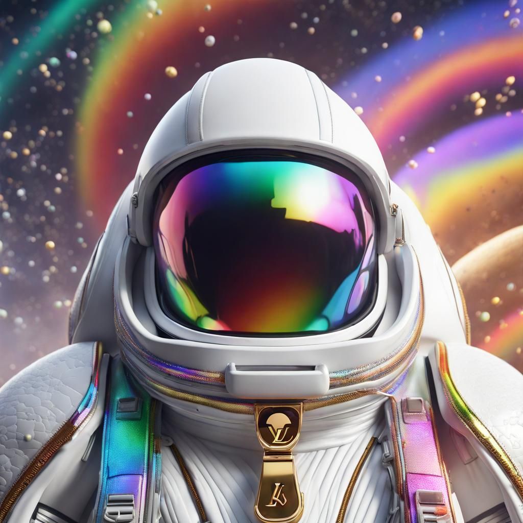 Luxurious Spacesuit with Rainbow Pattern in Hyperrealistic S...