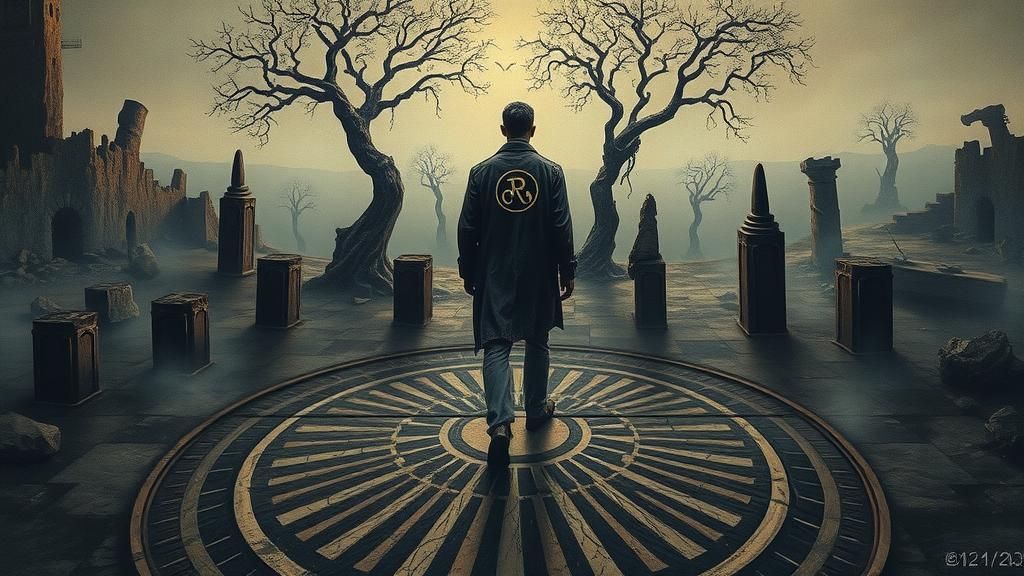 Surreal Medallion of Respect in Dystopian Setting