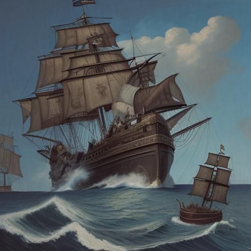 17th Century Pirate by the Sea: Digital Art