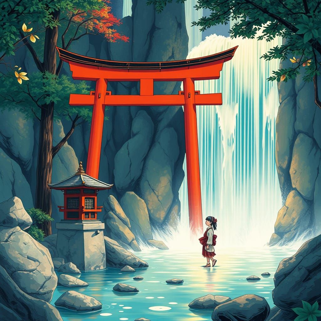 Impasto Cascade Hallucination Manga Illustration Shrine Maid...