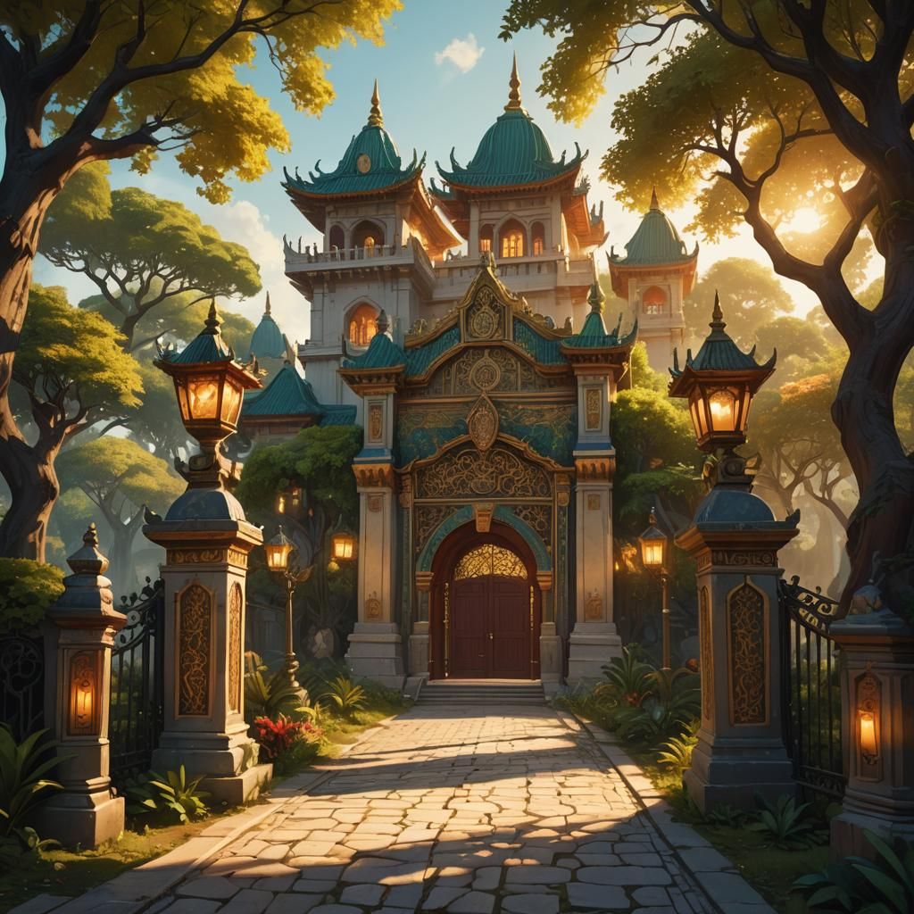 Fantasy Gated District with Manors and Groves