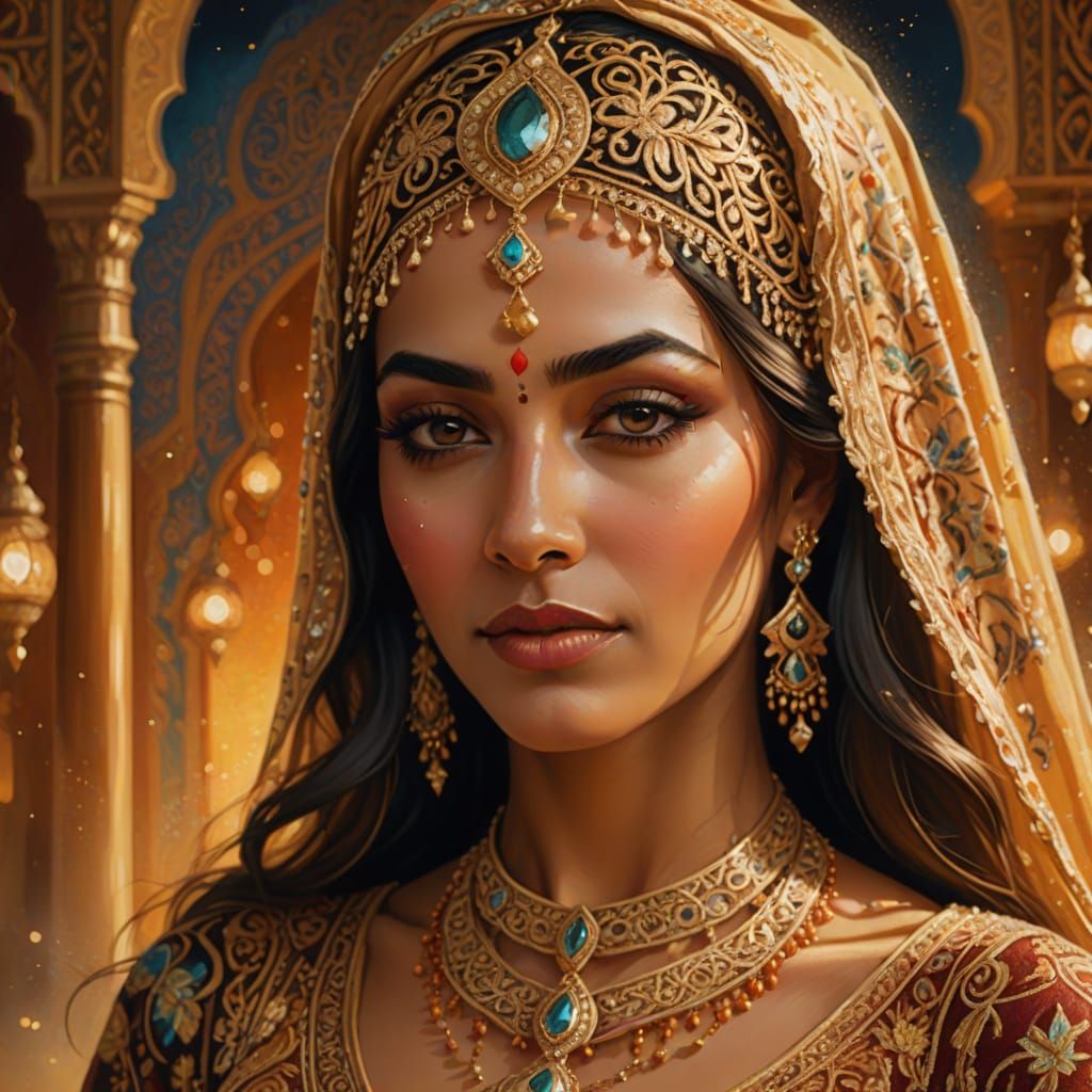 Elegant Arabic Dancer Portrait in Warm Light