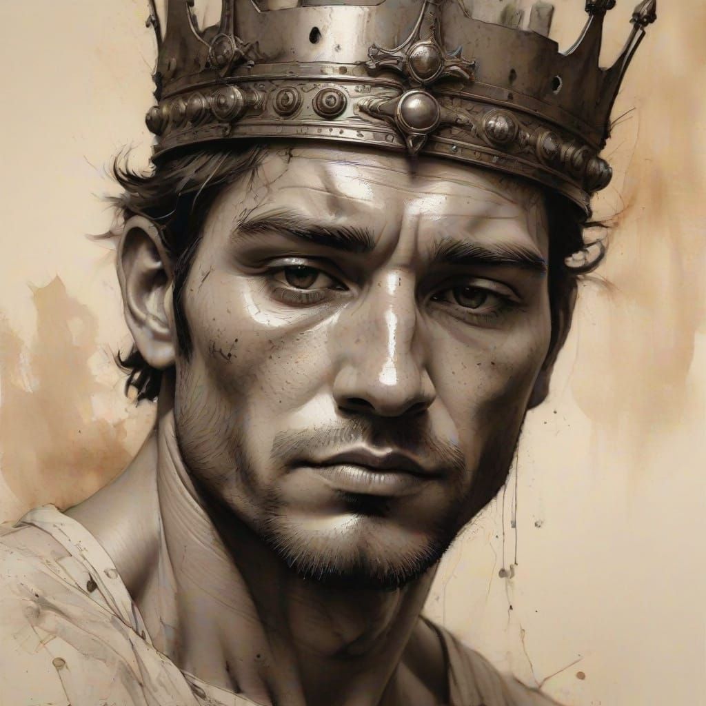 A Defeated King in Charcoal and Sepia