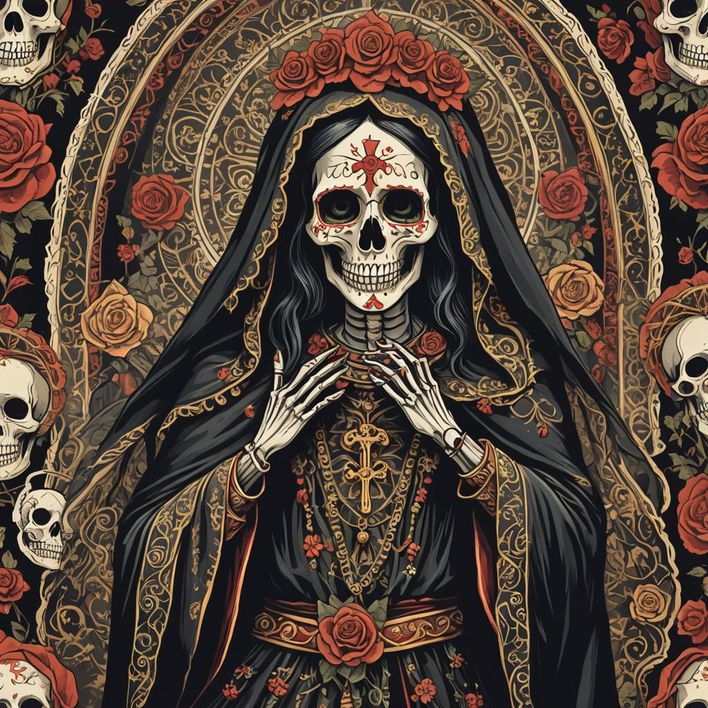 Iconic Santa Muerte Illustration