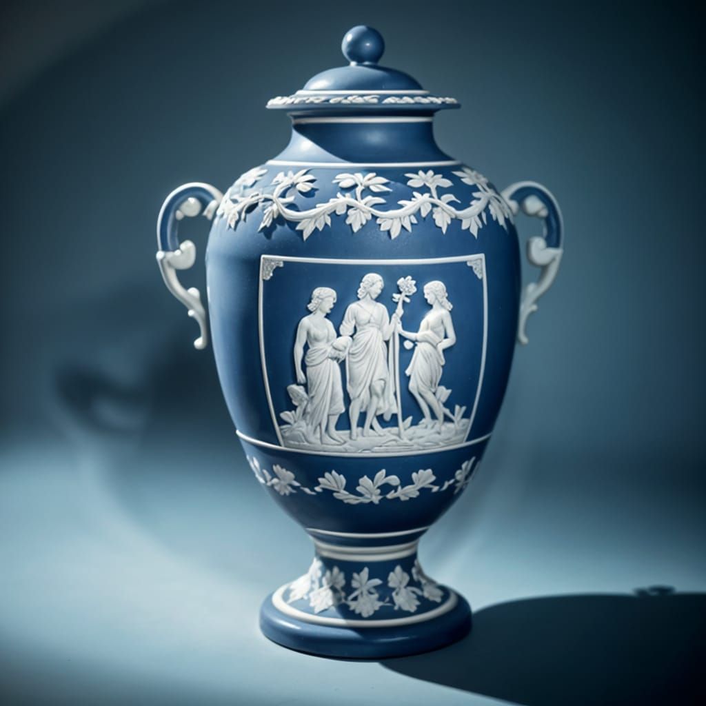 Neoclassical Jasperware Vase in Soft Cobalt Blue