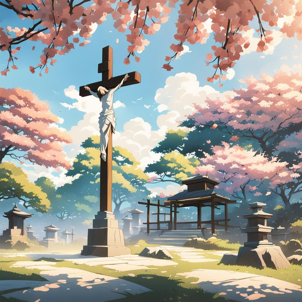 Jesus' Death in a Ghibli Anime Garden