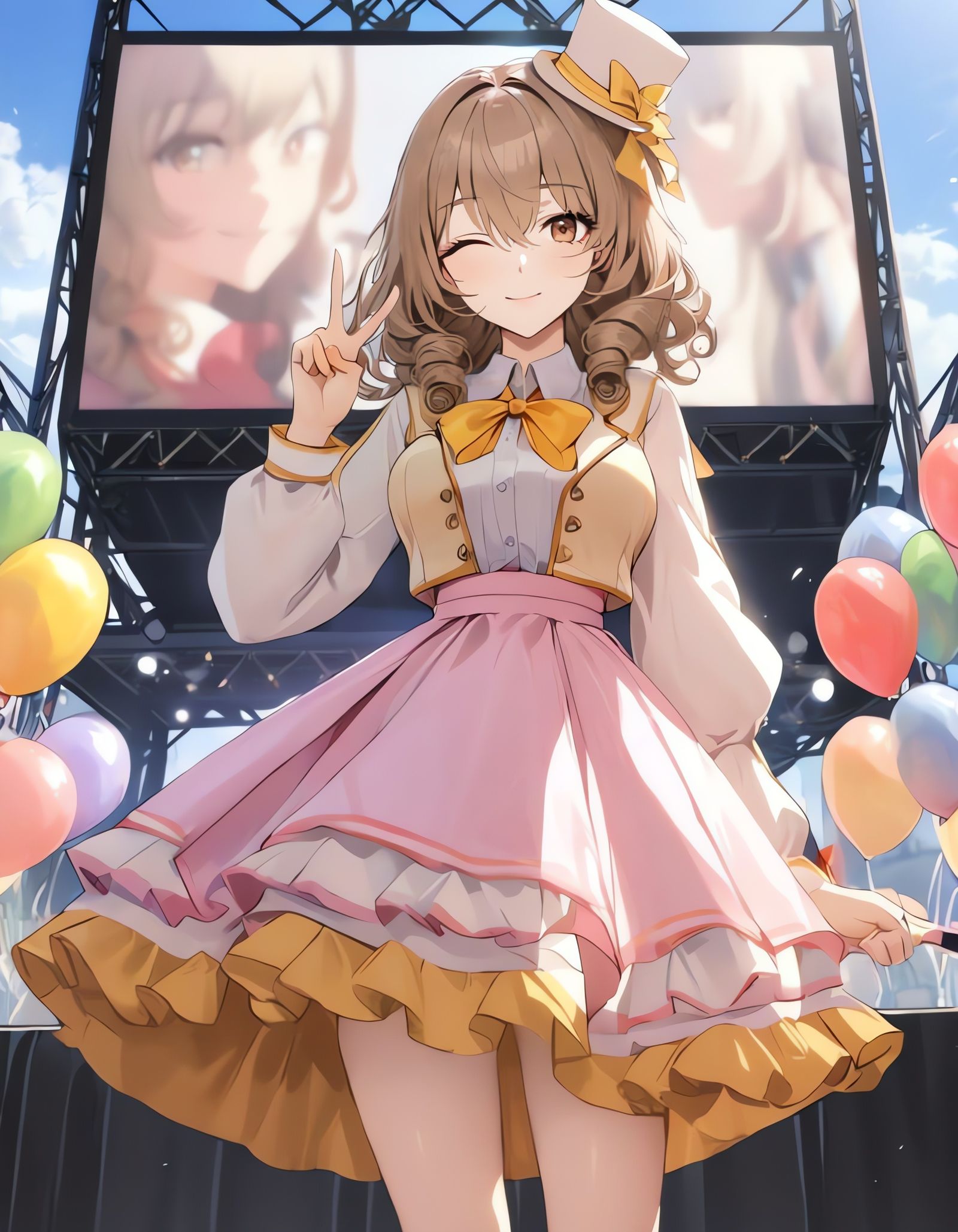 Solo Idol on Stage with Balloons