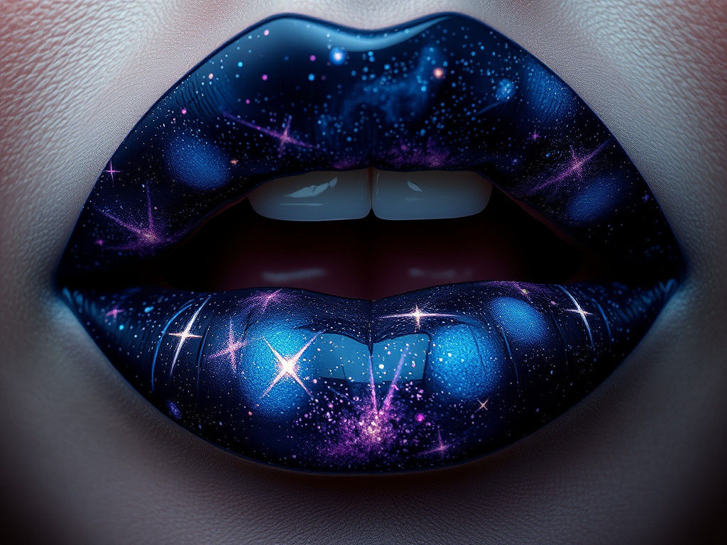 Surreal Galaxy Lips: A Hyperrealistic Cosmic Design