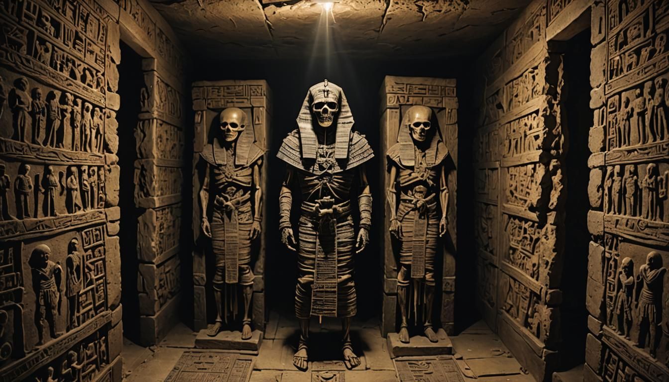 Cursed Cryptic Echoes through the empty Chamber of mummified...