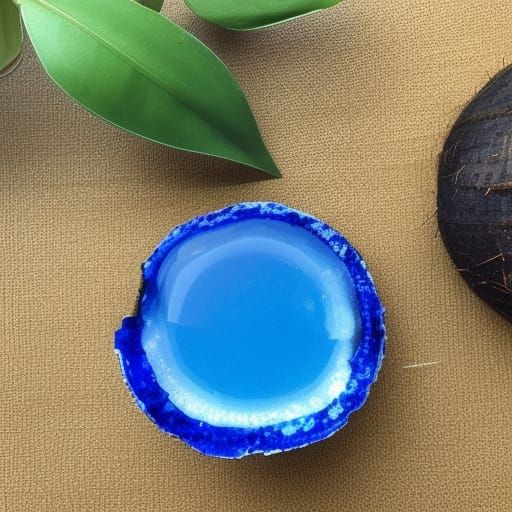 Sapphire Drink in Coconut Shell: Matte Painting