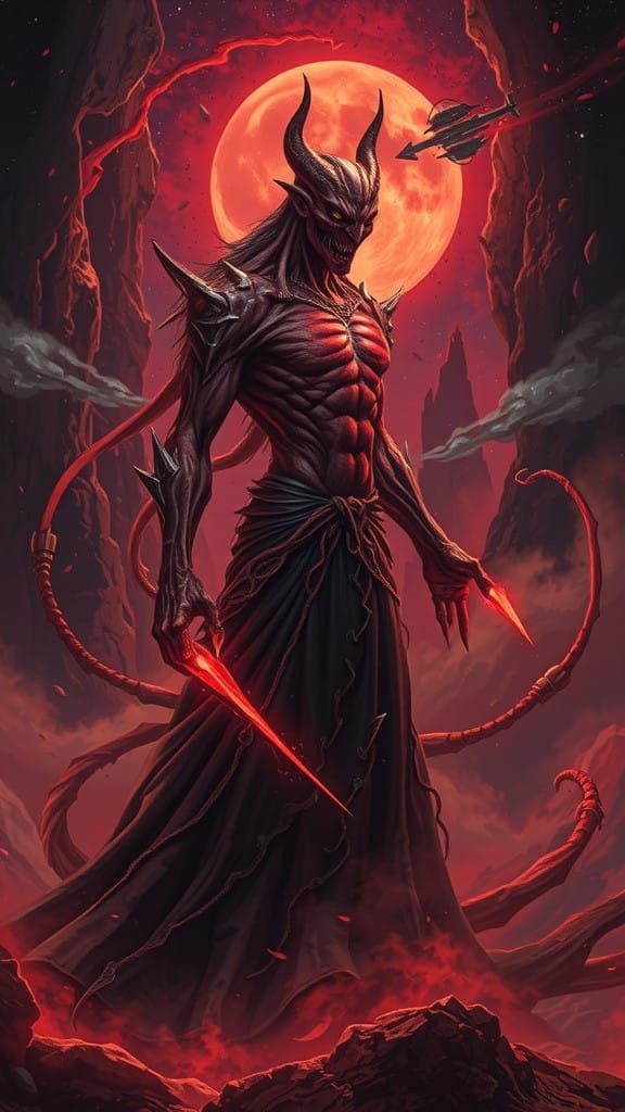 Mars Demons Emerge from Crimson Landscape in Dark Gothic Fut...