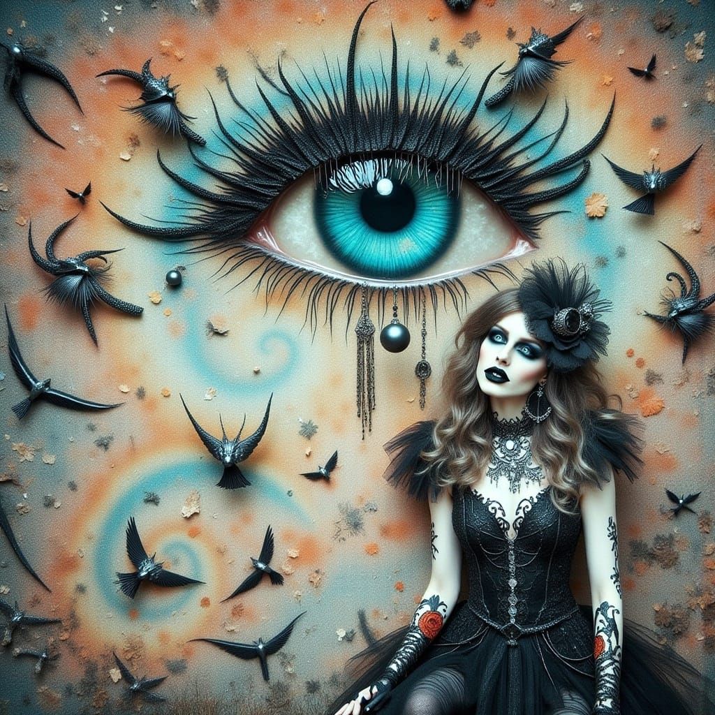 Futuristic Woman in Gothic Glam Style Gown