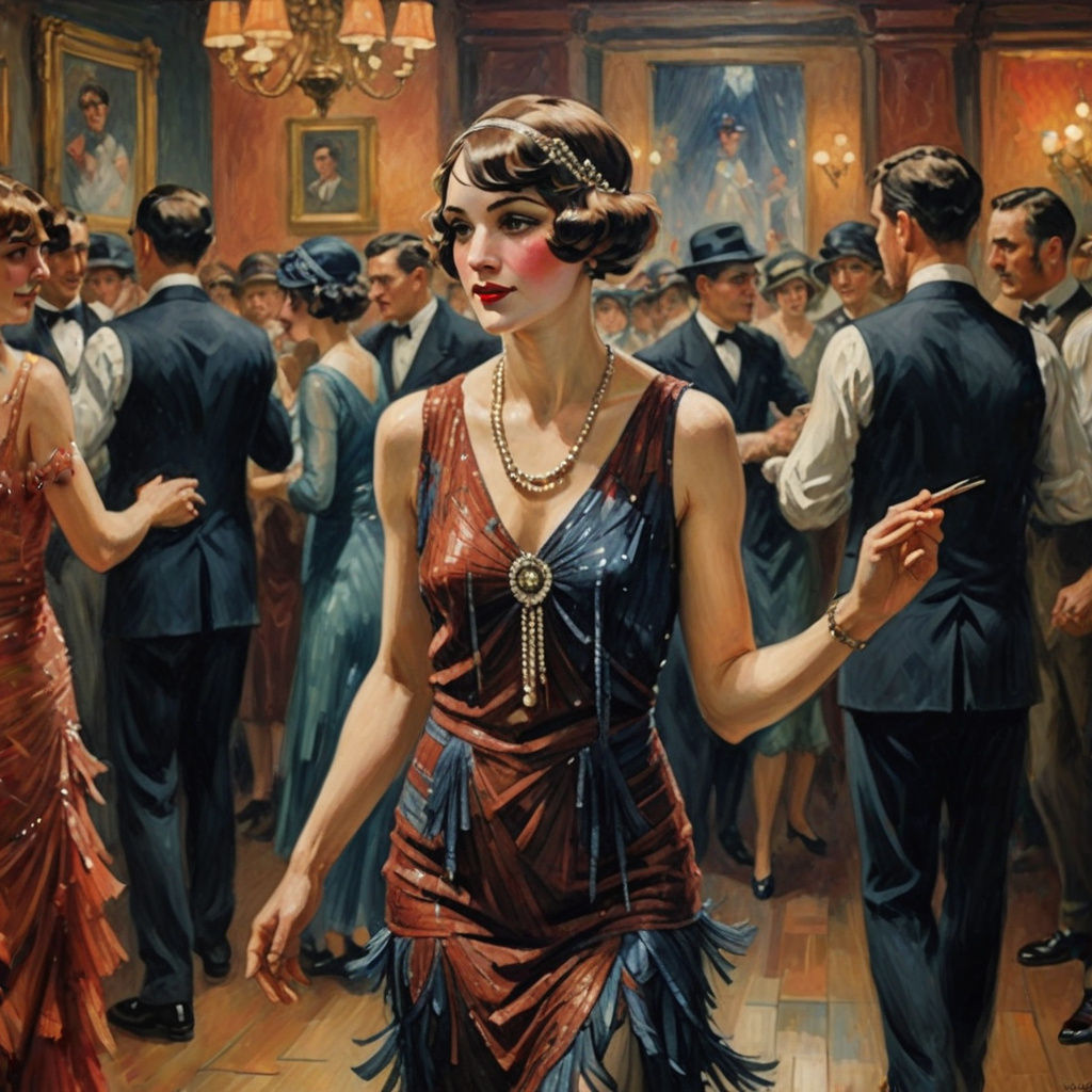 Flapper Dancing the Charleston in a Whimsical Impressionist ...