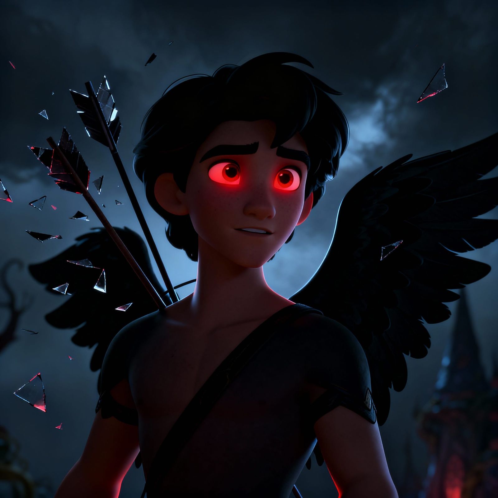 Black-Winged Cupid in Disney Pixar Style