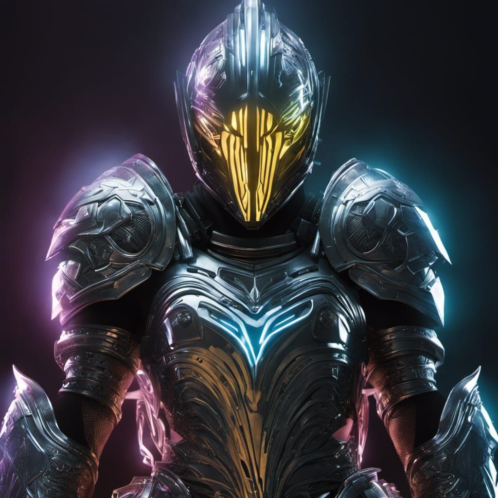 Bioluminescent Silver Knight in Dark Fantasy Style