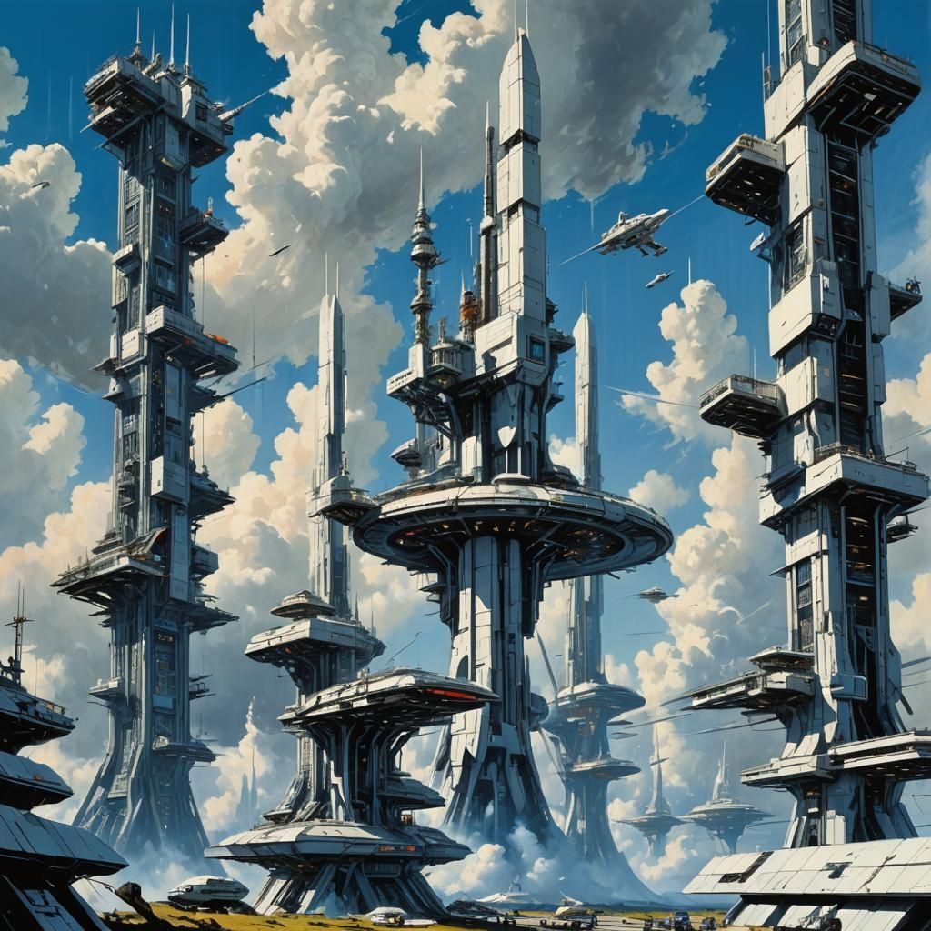 1970s Sci-Fi Space Station Illustration