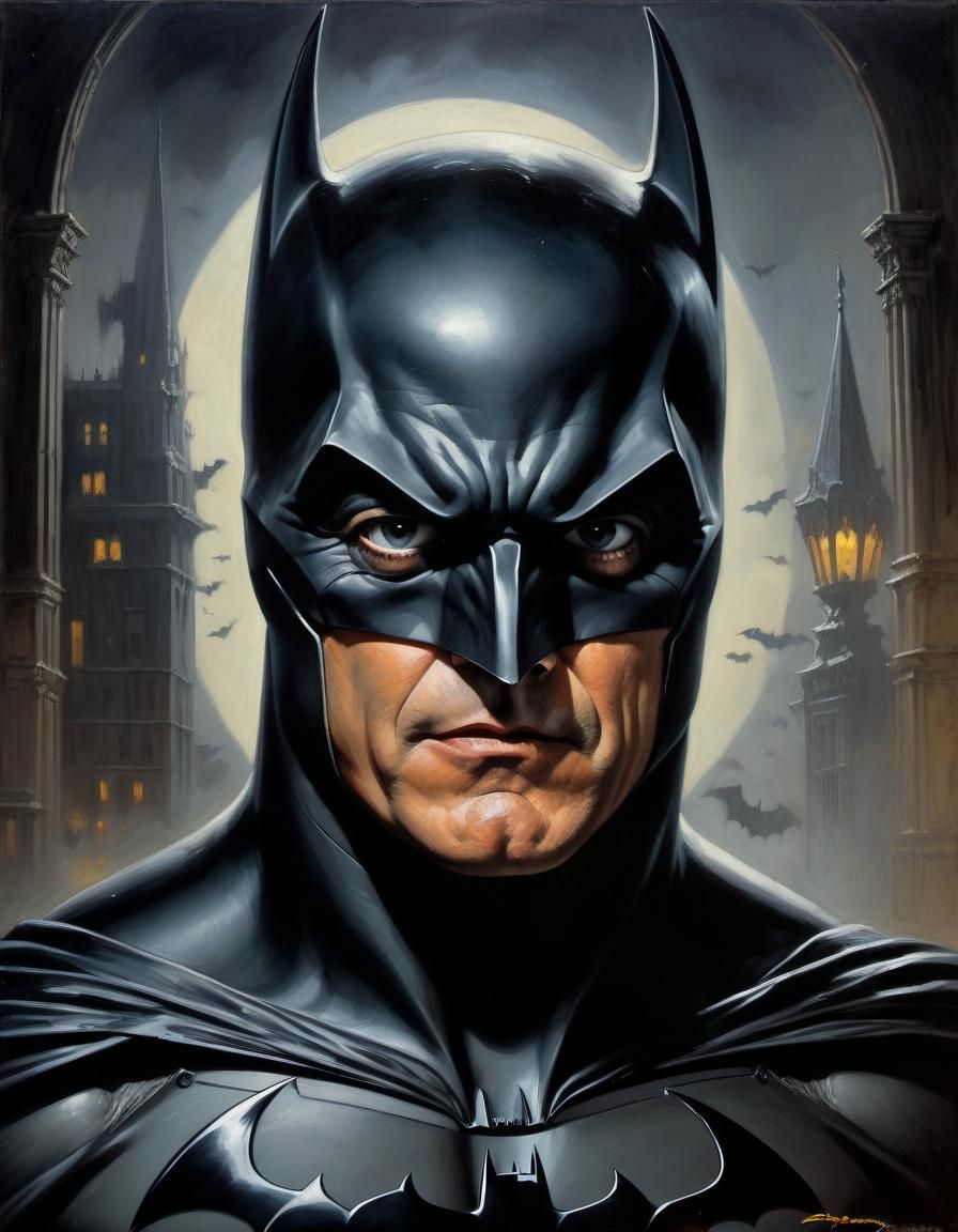 Michael Keaton as Batman in Gothic Comic Art